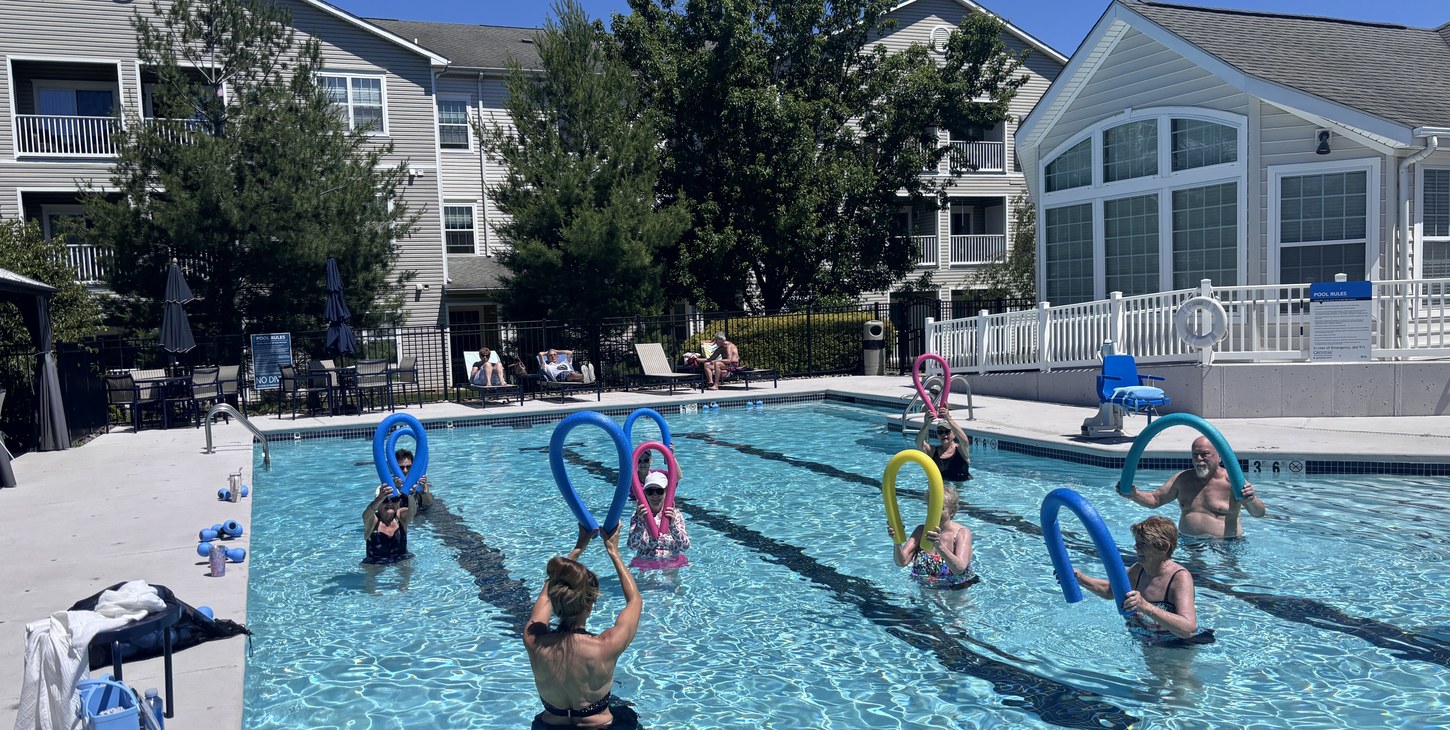 Senior water aerobics class in Bucks County PA